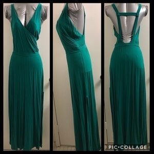 𝅺ECOSKIN Green Backless Maxi Dress sz Small